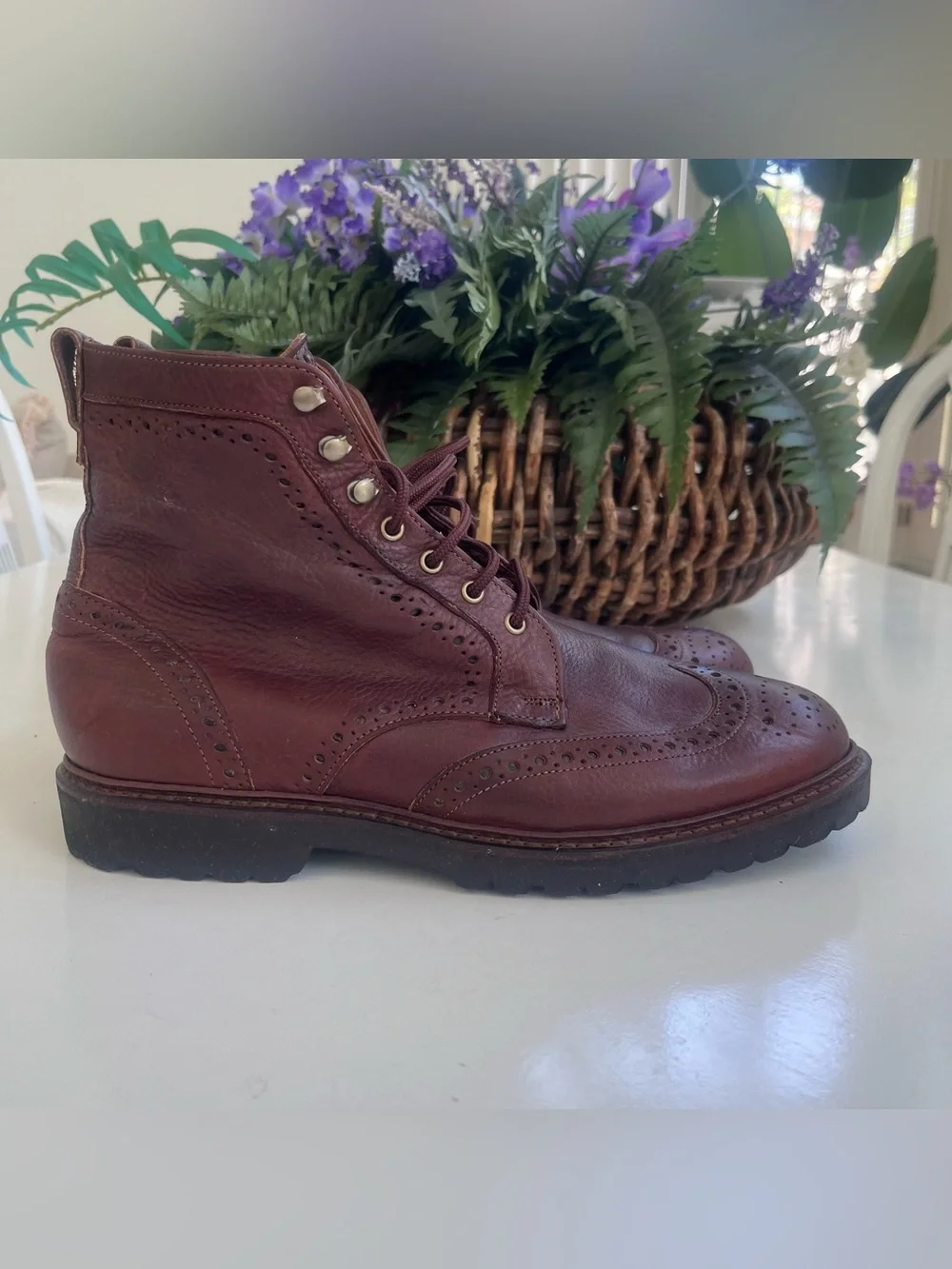 Allen Edmonds 10,5 3E LONG BRANCH Brown Leather Wingtip Ankle Dress Boots $400